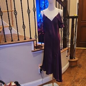 Donna Morgan Asymmetrical Dress in Deep Purple